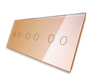  Sześcioprzyciskowy potrójny złoty panel szklany 70222-63 LIVOLO