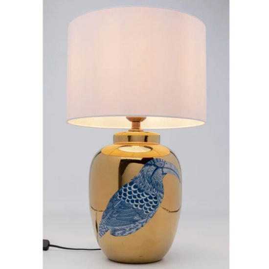 LAMPA STOŁOWA PAJARO Ø35X58 CM ZŁOTA - ABAŻUR BIAŁY - KARE DESIGN