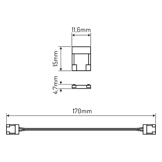 LED line® złączka do taśm COB LED CLICK CONNECTOR podwójna 10 mm 2 PIN z przewodem