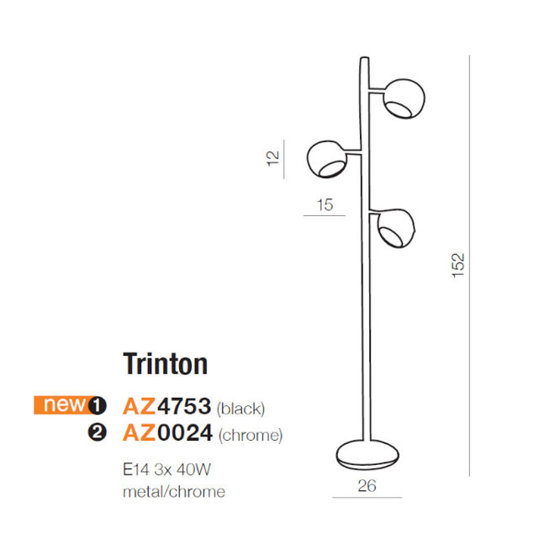 Lampa podłogowa Azzardo Trinton czarna