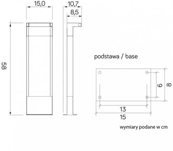 Lampa stojąca zewnętrzna Suma ROTA RT-580