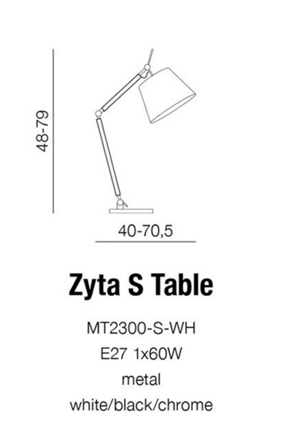 Lampa stołowa Zyta S  Azzardo czarna + chrom