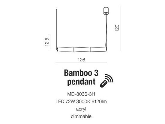 Lampa wisząca Bamboo 3 pedant MD-8036-3H Azzardo