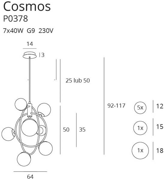 Lampa wisząca Cosmos P0378 złota MAXLIGHT 