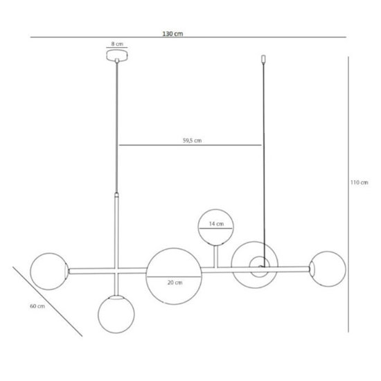 Lampa wisząca Dione 6 1092K1 czarna