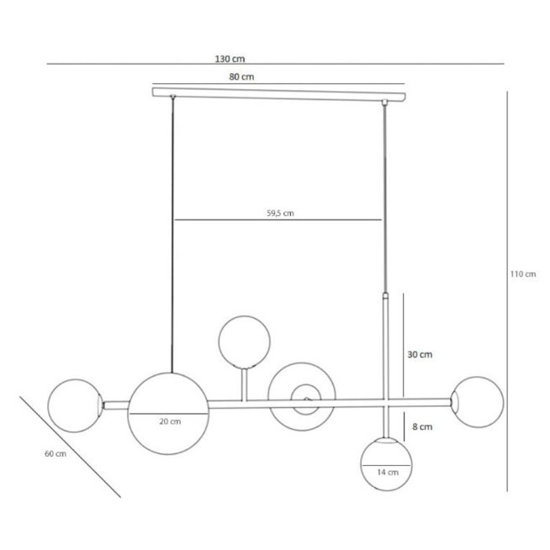 Lampa wisząca Dione 6 1092K4 chrom