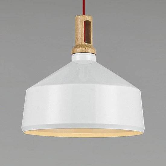Lampa wisząca NORDIC WOODY biało-drewniana 35 cm