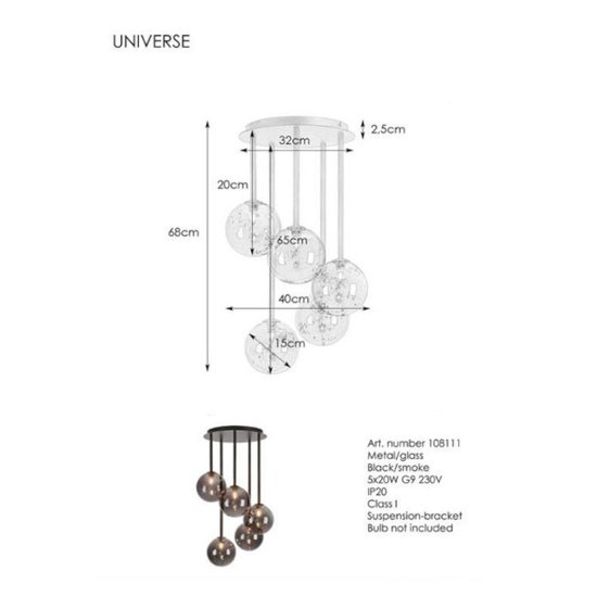 Lampa wisząca Universe 5L czarna Markslojd 