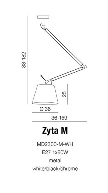 Lampa wisząca Zyta M MD2300-M WH Azzardo biała