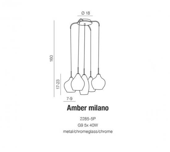 Lampa wisząca do wysokich pomieszczeń Amber Milano Copper Azzardo 