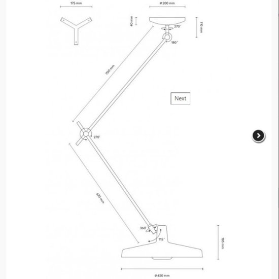 Lampa wisząca na wysięgniku Ceiling 45 Black Arigato Grupa AR-C-45