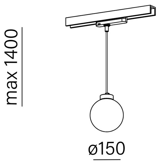 MODERN BALL simple midi LED zwieszany track AQform