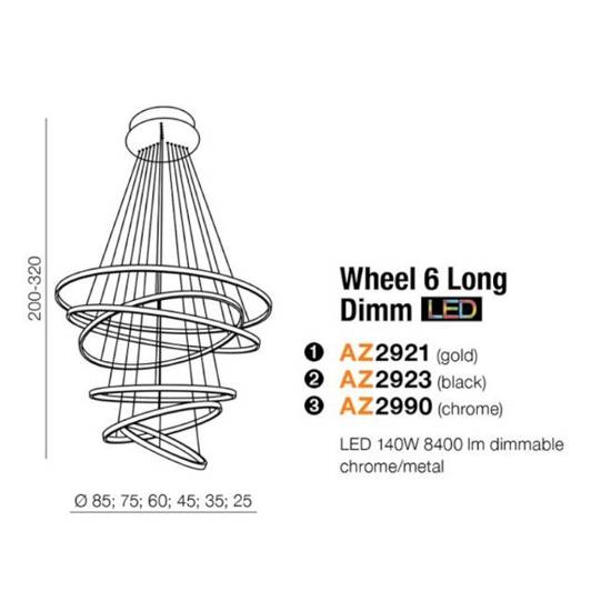 Nowoczesna lampa wisząca Weel 6 Long Chrom Azzardo