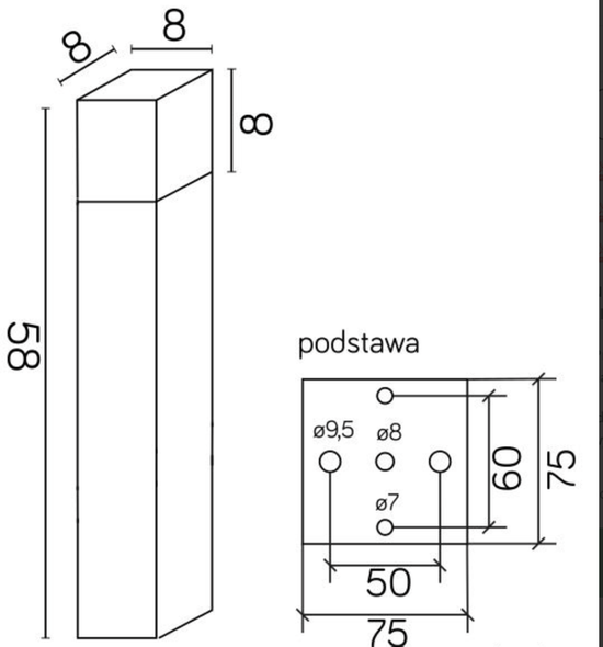 Słupek ogrodowy CUBE CB-580 DG