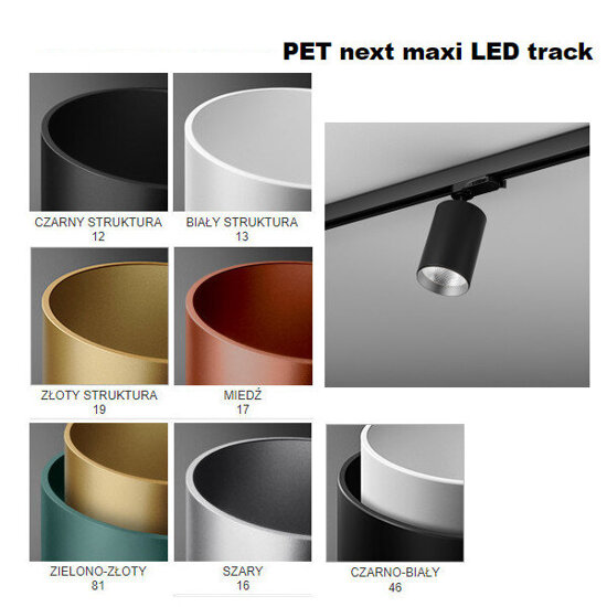 Spot PET next maxi LED - czarny reflektor do szynoprzewodu 3F 3000K 32° AQform