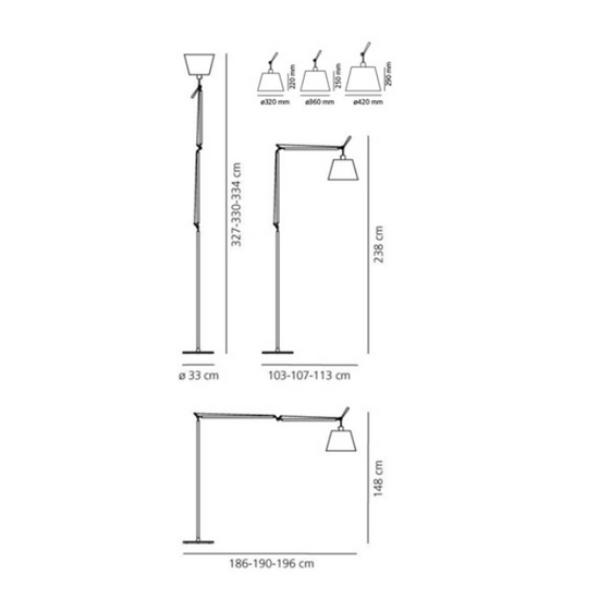 Tolomeo Mega Lampa Stojąca Tkanina Ø 42 cm Ściemniacz Artemide