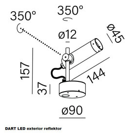 CZARNY KINKIET DART LED exterior reflektor AQForm 