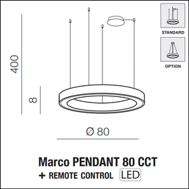 Czarna lampa wisząca Marco 80 CCT z pilotem Azzardo AZ5047