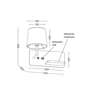 Kinkiet z gniazdem USB I ŁADOWARKĄ INDUKCYJNĄ HOTELS 420P biały
