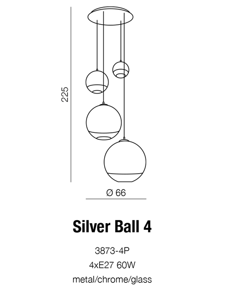 LAMPA WISZĄCA 3783-4P  SILVER BALL 4  AZZARDO