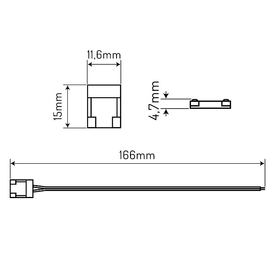 LED line® złączka do taśm COB LED CLICK CONNECTOR pojedyncza 10 mm 2 PIN z przewodem