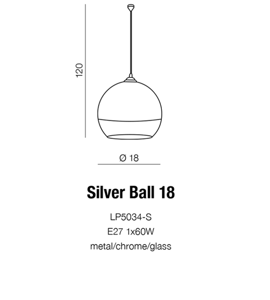 Lampa wisząca Azzardo Silver Ball 18 LP-5034S