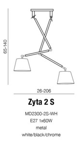 Lampa wisząca Zyta 2S Azzardo biała