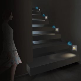 Oświetlenie schodowe z czujnikiem ruchu i szklaną ramką kolor srebrny Livolo