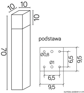 Słupek ogrodowy CUBE MAX CB-MAX 700 BL SU-MA